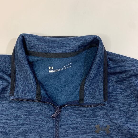 Under Armour Sweatshirt Mens XL Extra Large Blue ColdGear Fleece Half Zip - Picture 3 of 11